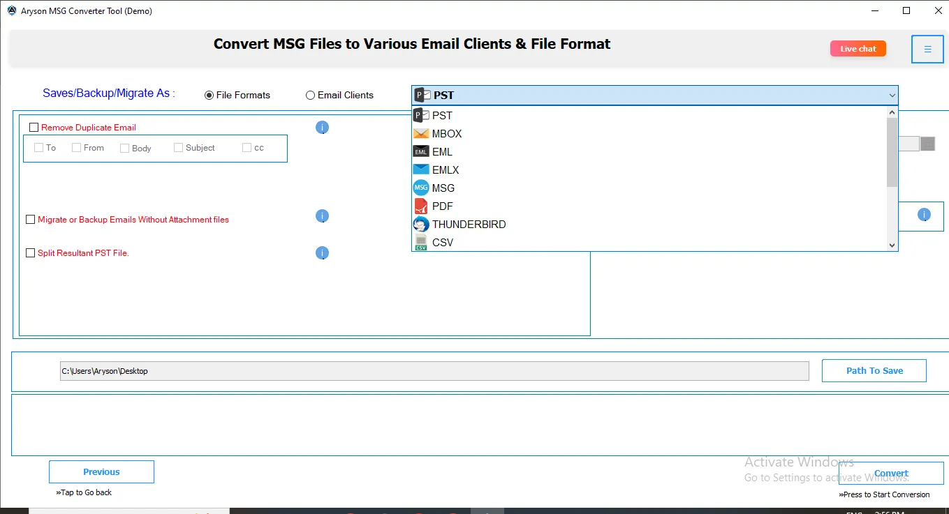 Export MSG to Multiple File Formats