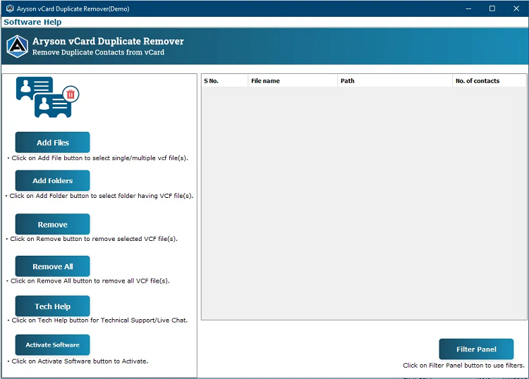 Aryson vCard Duplicate Remover screenshot