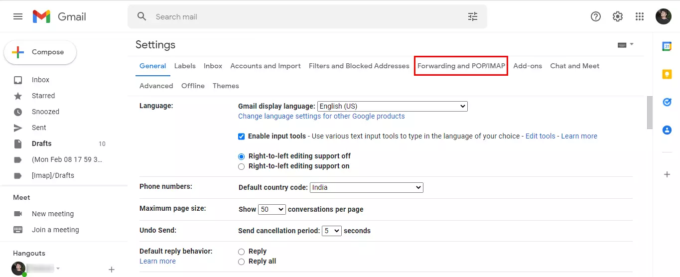 select the Forward and POP/IMAP