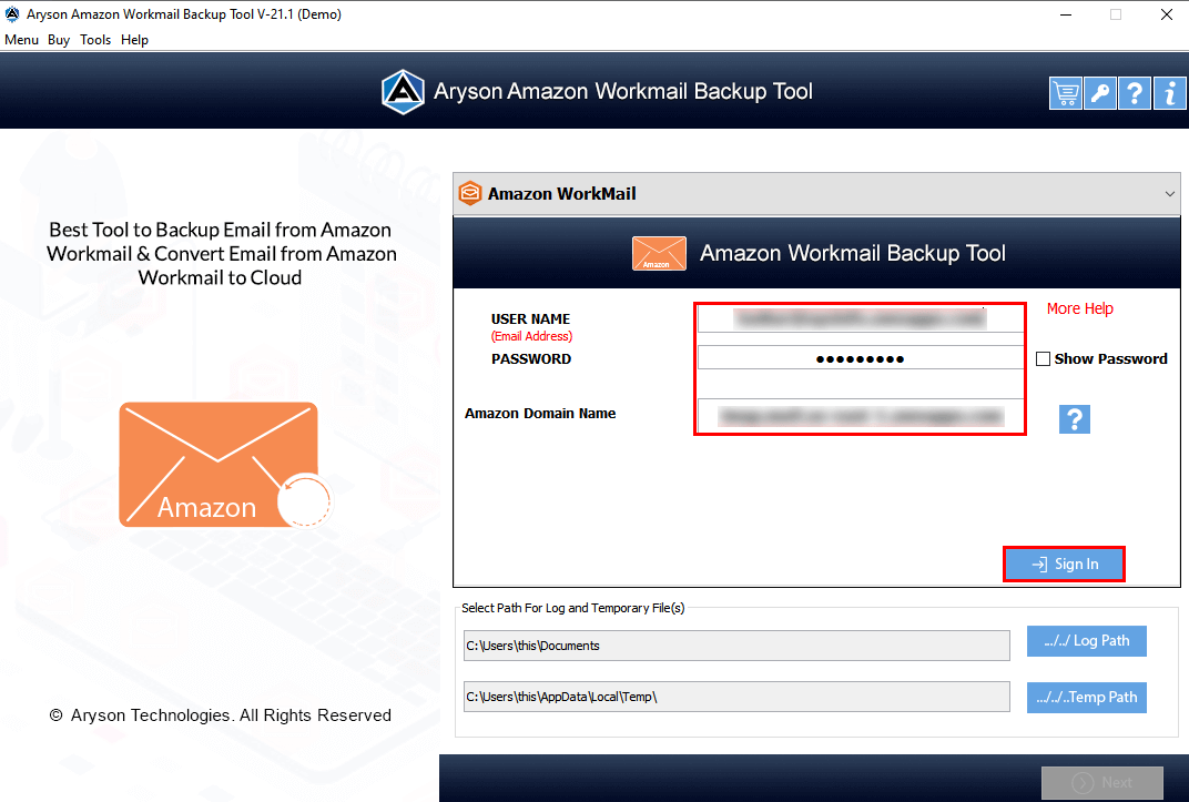 Amazon WorkMail Backup Tool