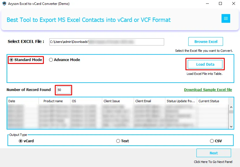 Excel to vCard Converter