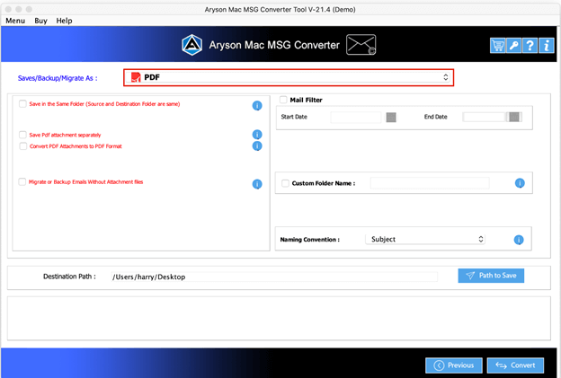 Screenhot of Mac MSG Converter