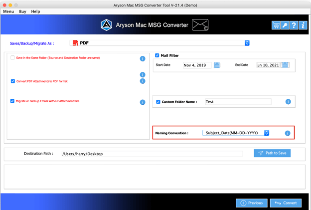 Screenhot of Mac MSG Converter