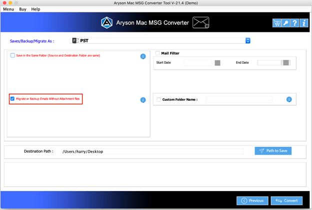 Screenhot of Mac MSG Converter