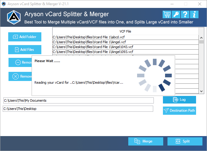 vCard Splitter and Merger