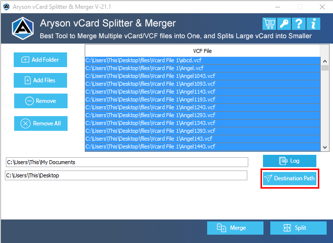 vCard Splitter and Merger