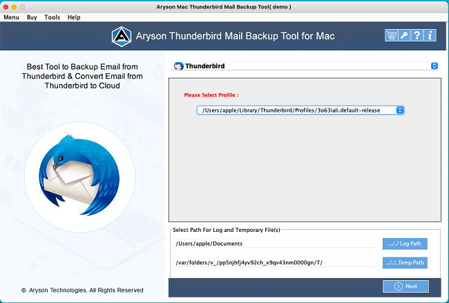 Aryson Thunderbird Backup Tool for Mac software