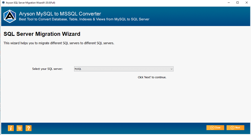 Aryson MySQL to MSSQL Converter software