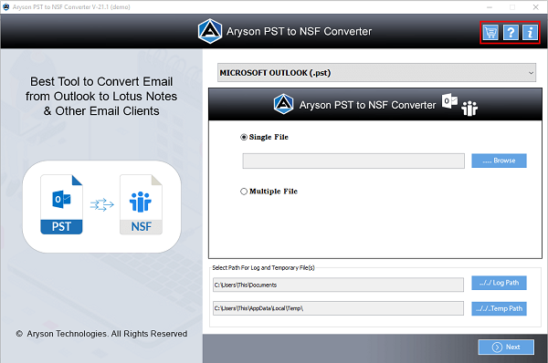 Aryson PST to NSF Converter