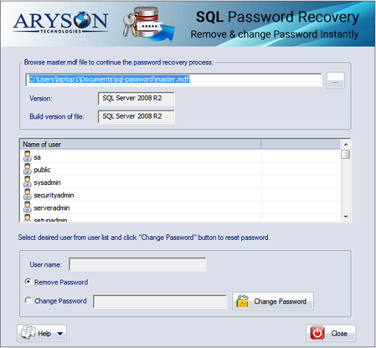 Windows 8 Aryson SQL Password Recovery full